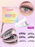 Waloshow 3 Pairs/Set Curled Natural Look Reusable Magnetic Eyelashes With Professional Applicator