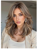 Curly Elegant Brown Highlights Wig