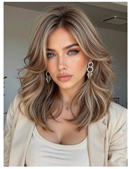 Curly Elegant Brown Highlights Wig
