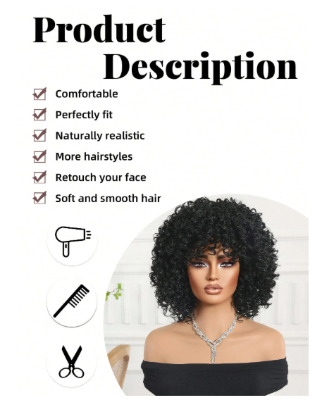 Fluffy Little Curl Wig, Synthetic Heat-Resistant Fiber Wig
