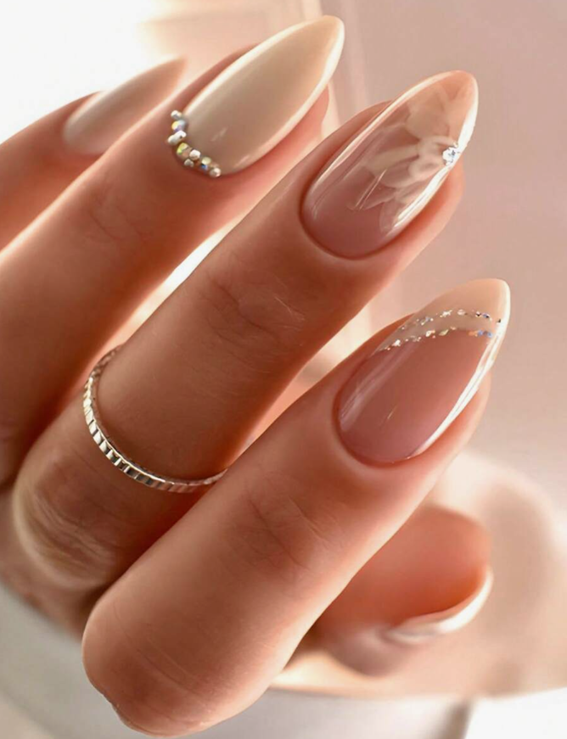Nude color and decorative elements.