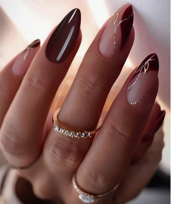 Dark red nails