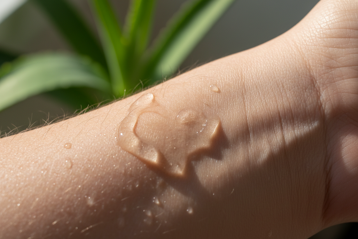 generate aloe vera soaking into a persons skin