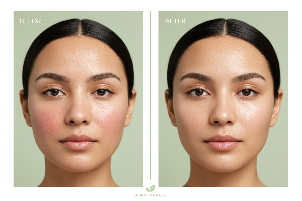 give me a person before and after using aloe vera gel