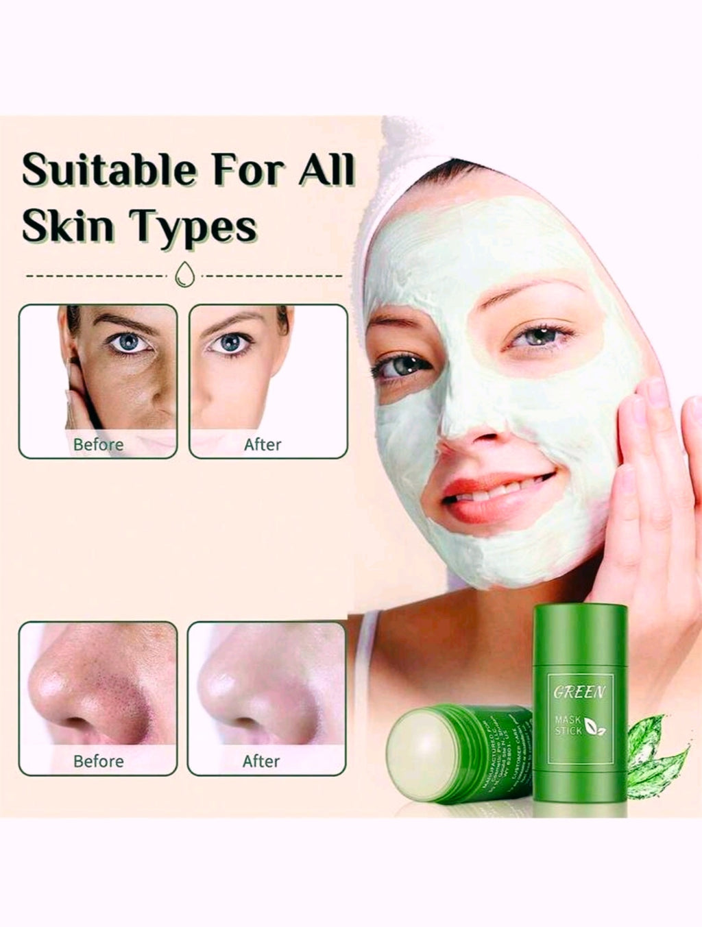 Blackhead Removal and Deep Pore Cleansing Moisturizing Brightening Green Tea Facial Mask