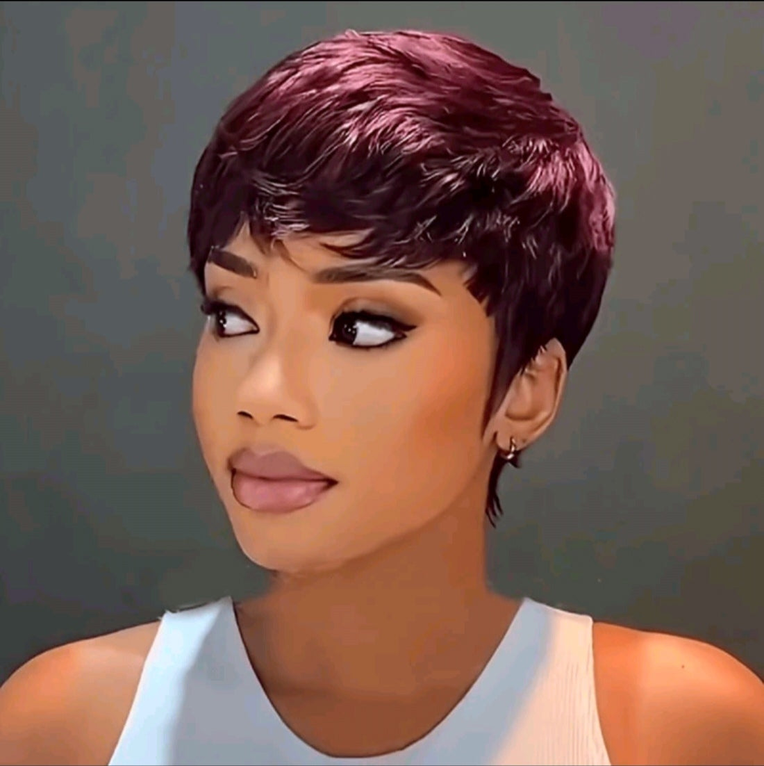 Burgundy Straight Hair With Bangs Wig