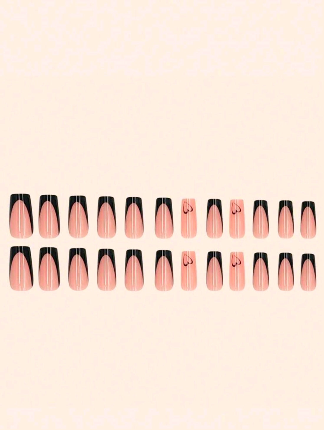 24 French Medium Square Shape Press On Nails