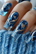 24 Ocean Blue Press On Nails