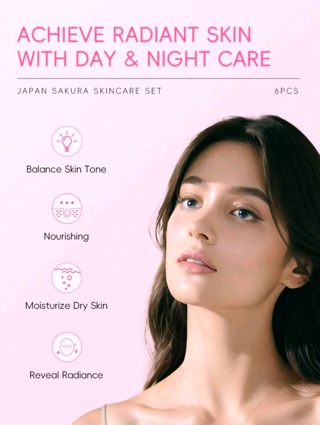 1 Set, 6 Piece Deep Nourishing LAIKOU JAPAN SAKURA SKINCARE SET