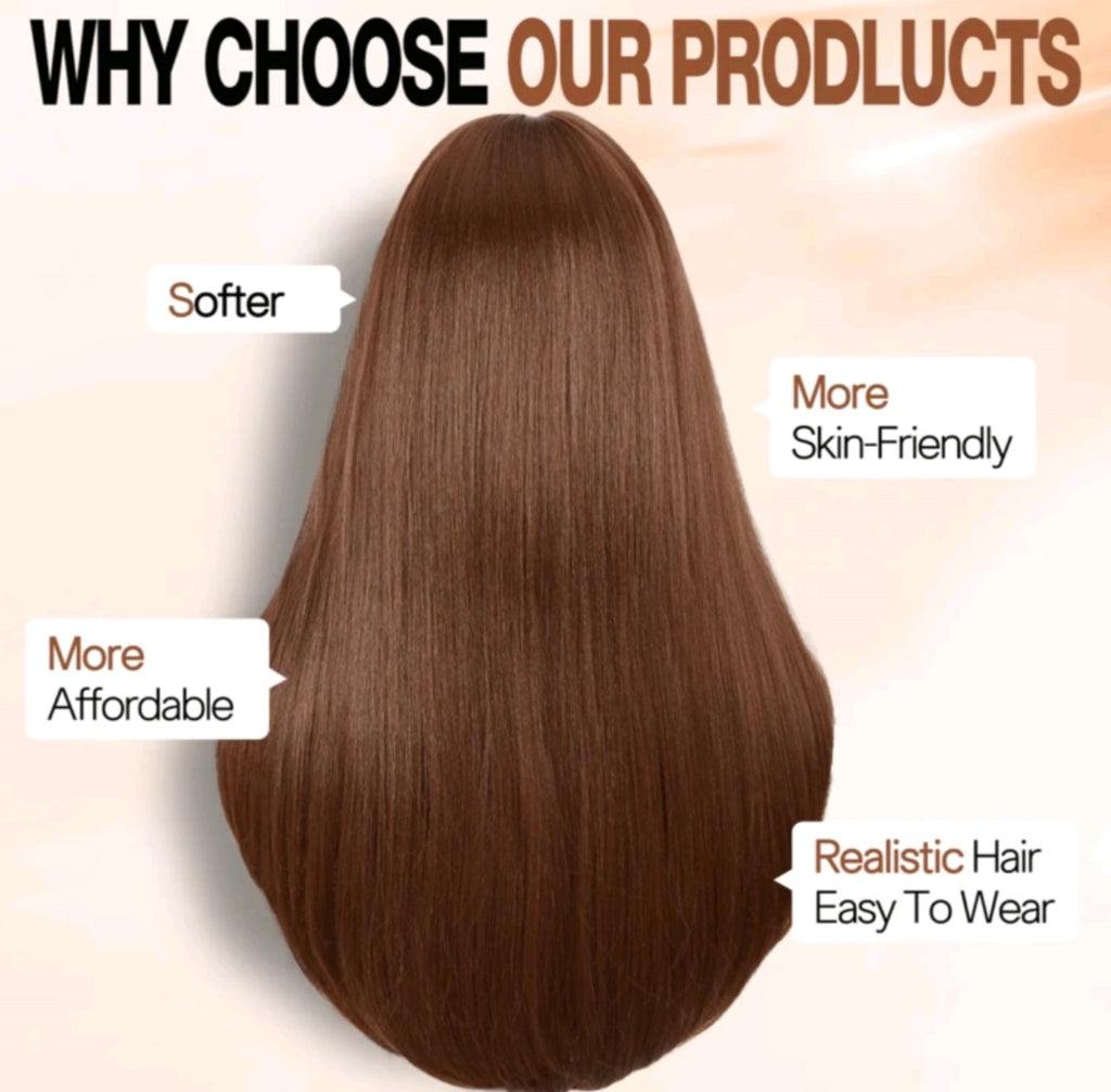 61 cm Long Layered Straight Wig With Bangs