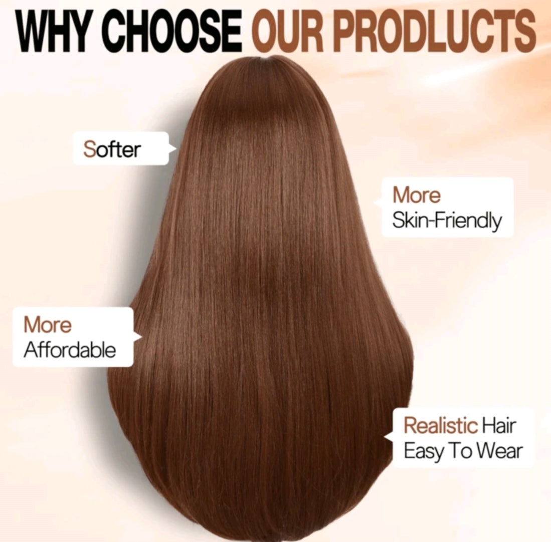 61 cm Long Layered Straight Wig With Bangs