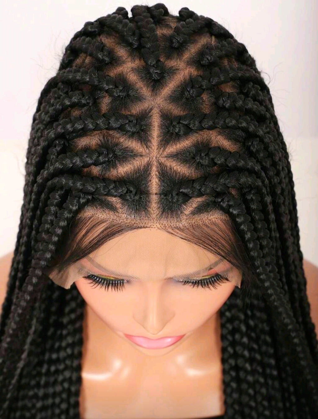 91cms Women's Lace Front Synthetic Corn Row Braided Wig With Baby Hair - Double Layer Lace