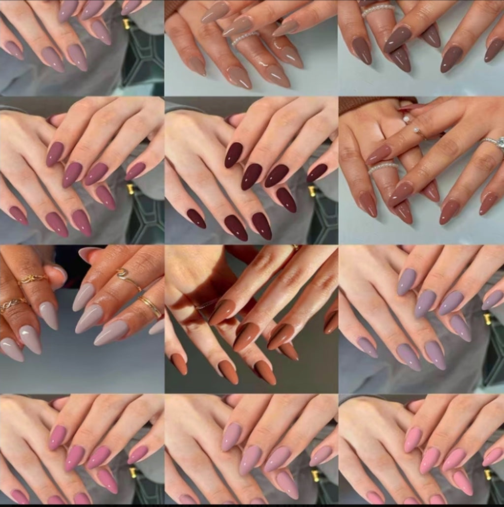 288 pieces (12 Mixed Designs) Almond Nails, Shaped Glossy Acrylic Press-On Nails