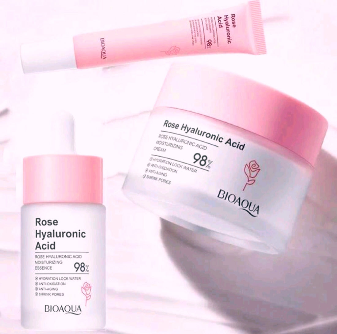 3 Piece Rose Hyaluronic Acid Moisturizing Set