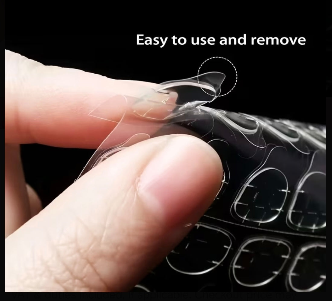 288 pieces (12 Sheets) Wearable Press-On Nail, Double-Sided Jelly Tape