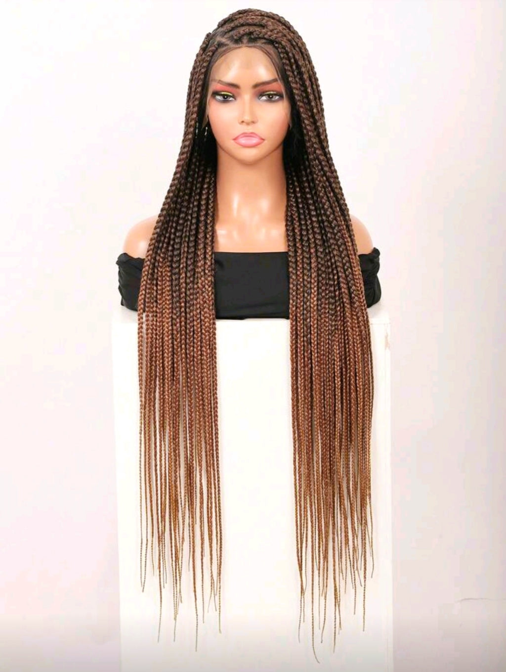 91cms Women's Lace Front Synthetic Corn Row Braided Wig With Baby Hair - Double Layer Lace