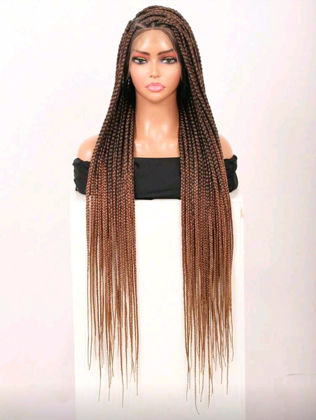 91cms Women's Lace Front Synthetic Corn Row Braided Wig With Baby Hair - Double Layer Lace