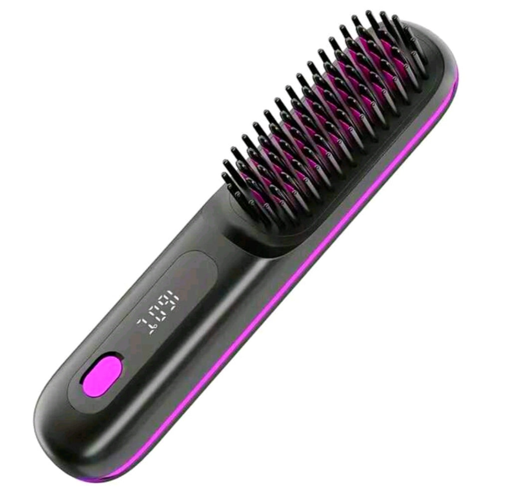 Cordless Hair Straightener Brush With LCD Display Adjustable Temperature