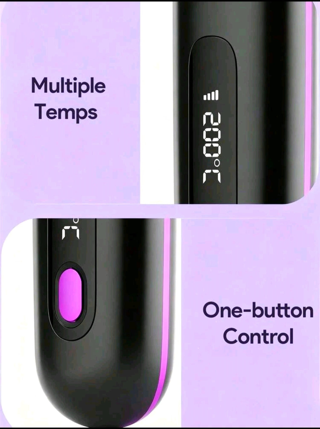 Cordless Hair Straightener Brush With LCD Display Adjustable Temperature