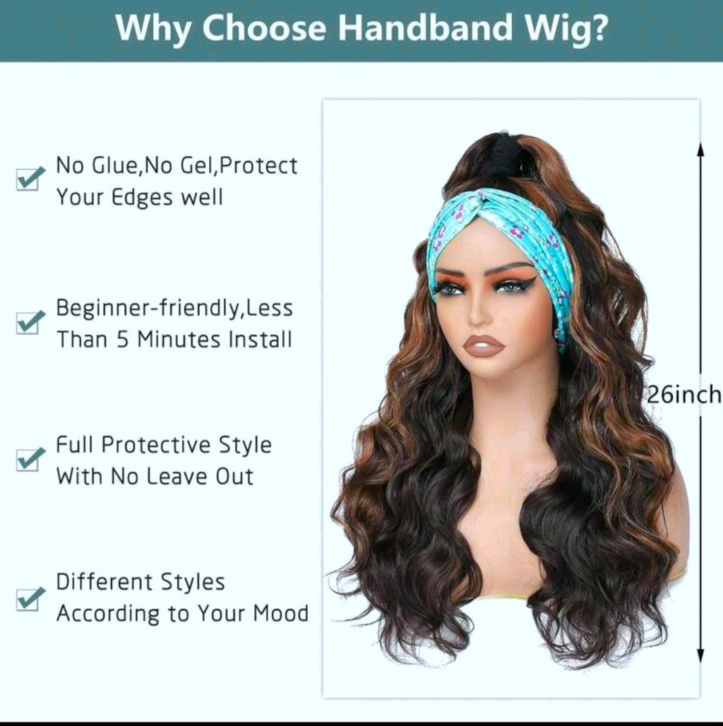 66cm Wavy Headband Wig