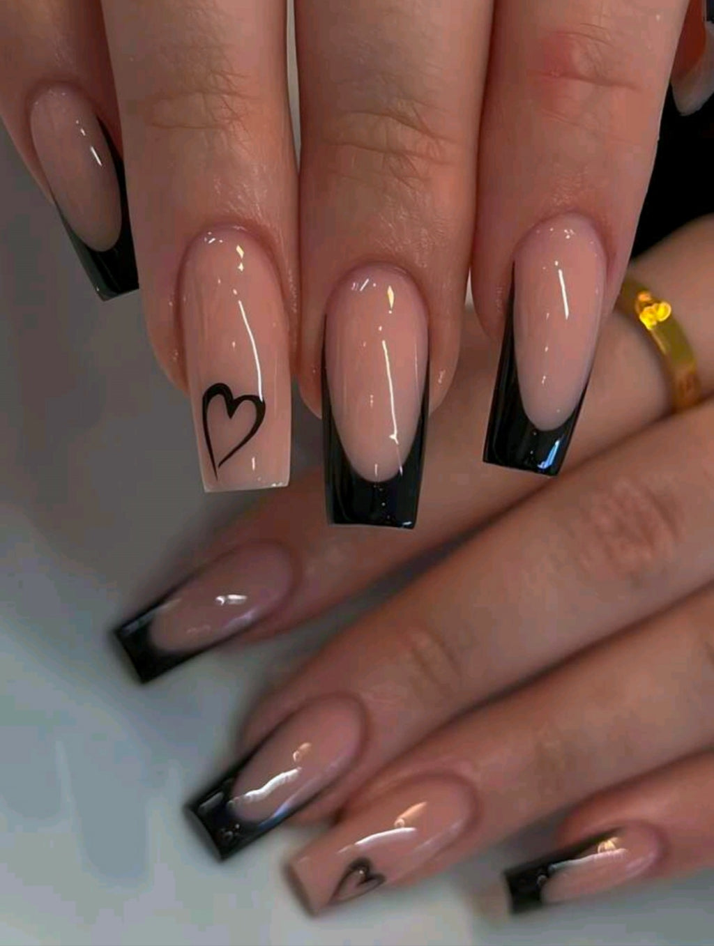 24 French Medium Square Shape Press On Nails