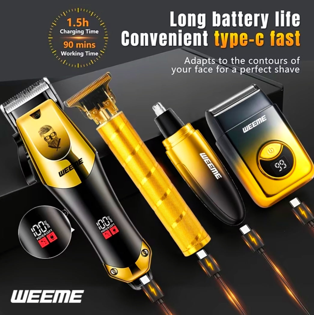 Men's Electric Set. Electric Hair Clipper + Fine Trimmer + Nose Hair Trimmer + Electric Shaver.