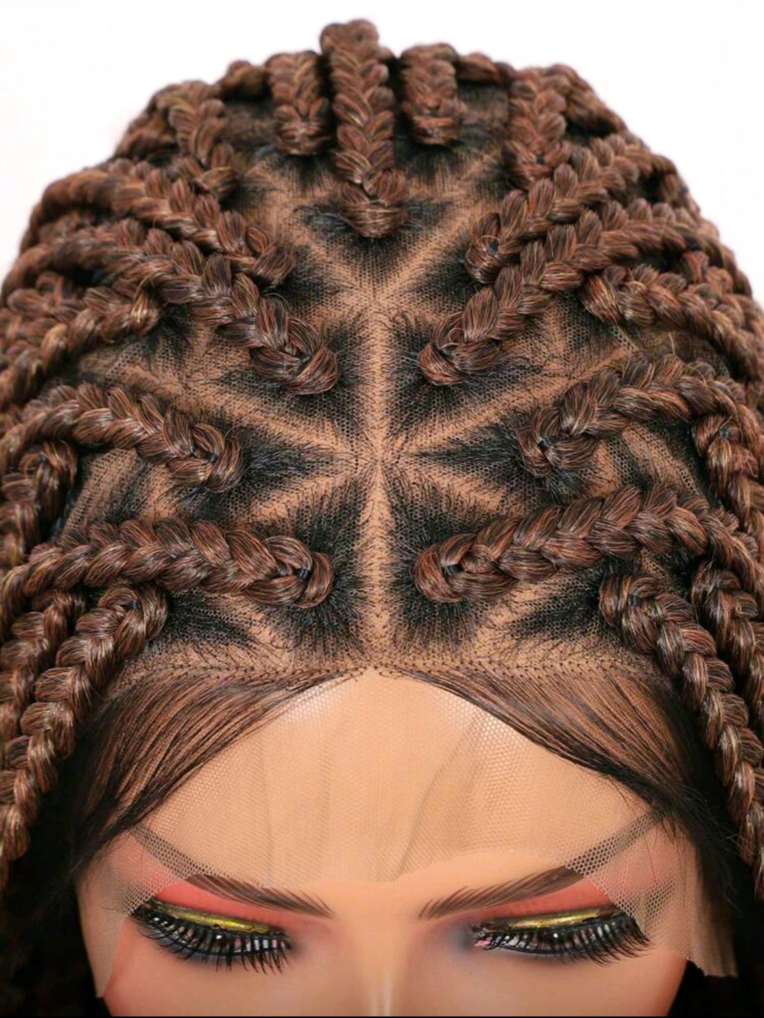 91cms Women's Lace Front Synthetic Corn Row Braided Wig With Baby Hair - Double Layer Lace