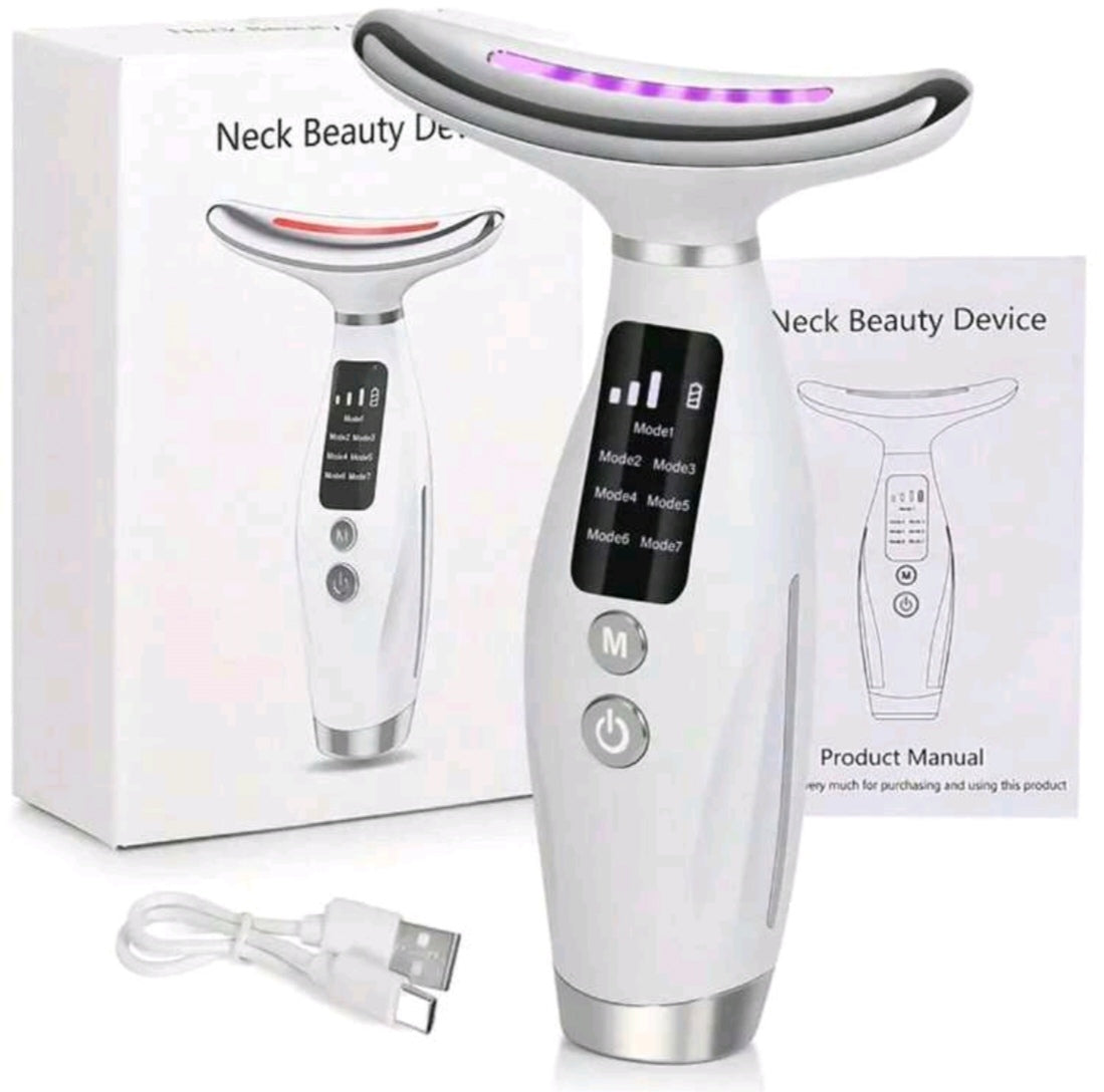 7-Color Portable Facial Massager, LED Display, USB Rechargeable, Vibration Function For Face, Neck And Shoulder Care