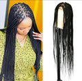 91cms Women's Lace Front Synthetic Corn Row Braided Wig With Baby Hair - Double Layer Lace
