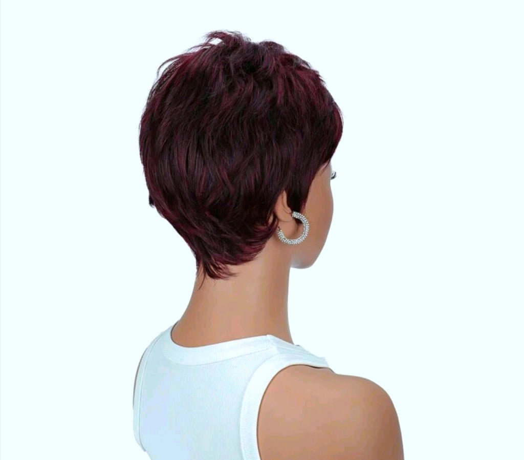 Burgundy Straight Hair With Bangs Wig