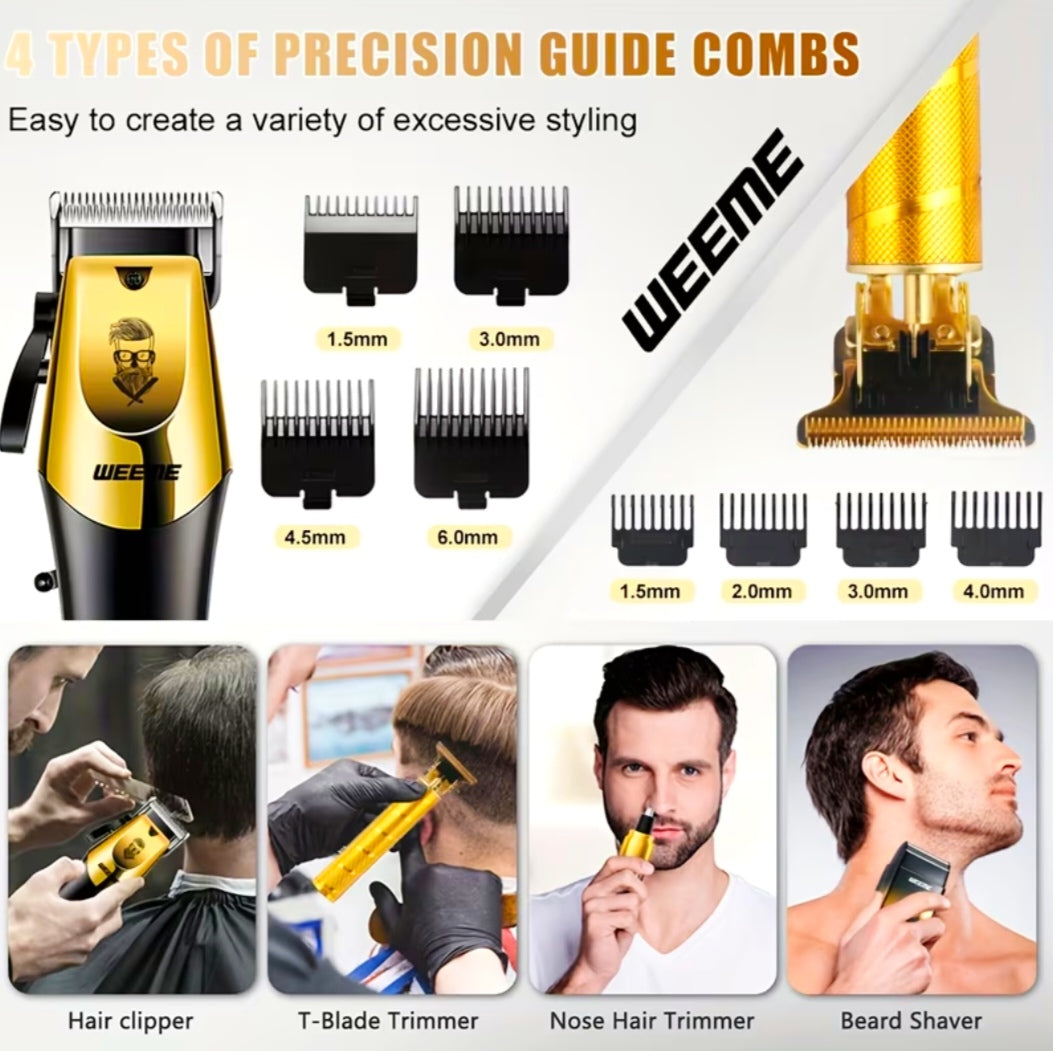 Men's Electric Set. Electric Hair Clipper + Fine Trimmer + Nose Hair Trimmer + Electric Shaver.