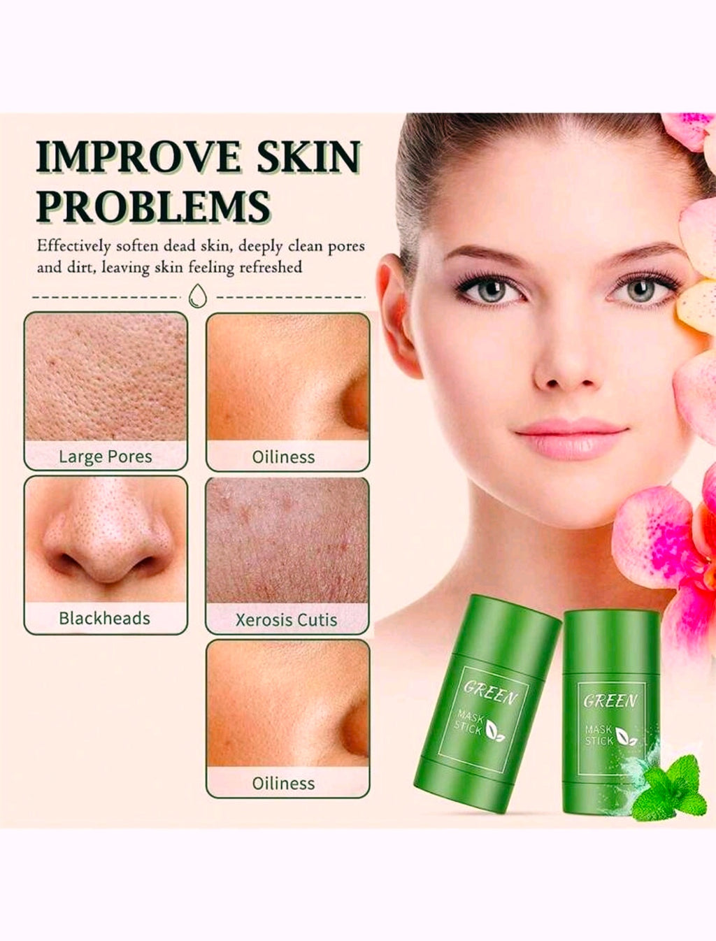 Blackhead Removal and Deep Pore Cleansing Moisturizing Brightening Green Tea Facial Mask