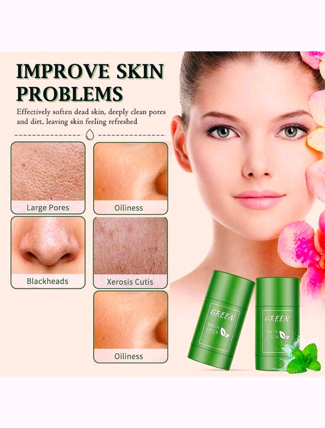 Blackhead Removal and Deep Pore Cleansing Moisturizing Brightening Green Tea Facial Mask