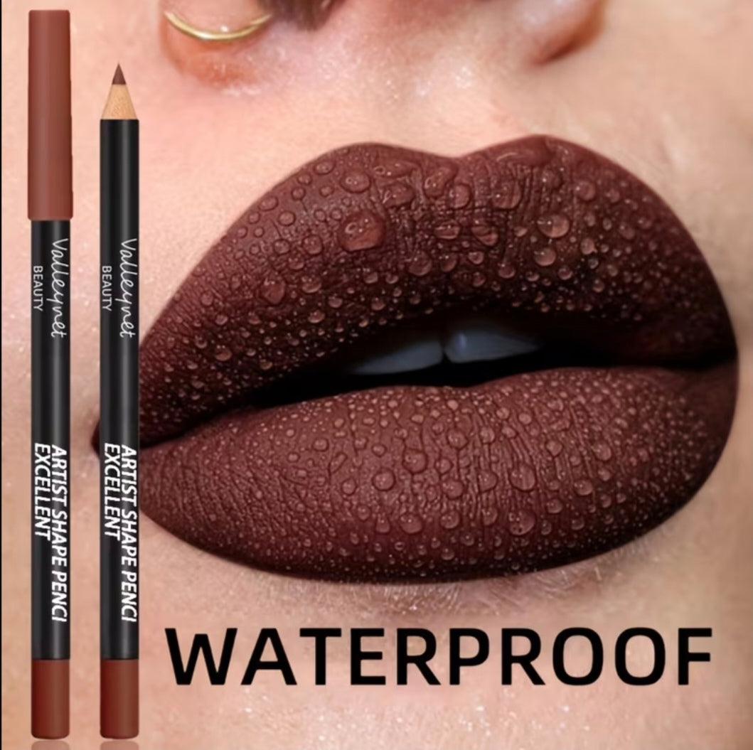 12 Matte Lip Liners +1 Lip Gloss Long-Lasting, Waterproof.