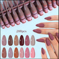 288 pieces (12 Mixed Designs) Almond Nails, Shaped Glossy Acrylic Press-On Nails