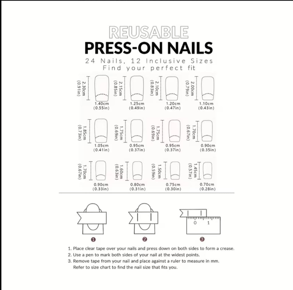 72 pieces (3 Pack) French Ombre Glitter Press-On Square Nails