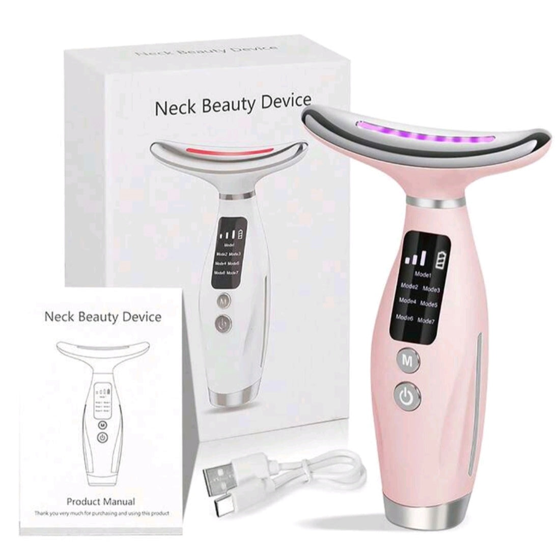 7-Color Portable Facial Massager, LED Display, USB Rechargeable, Vibration Function For Face, Neck And Shoulder Care