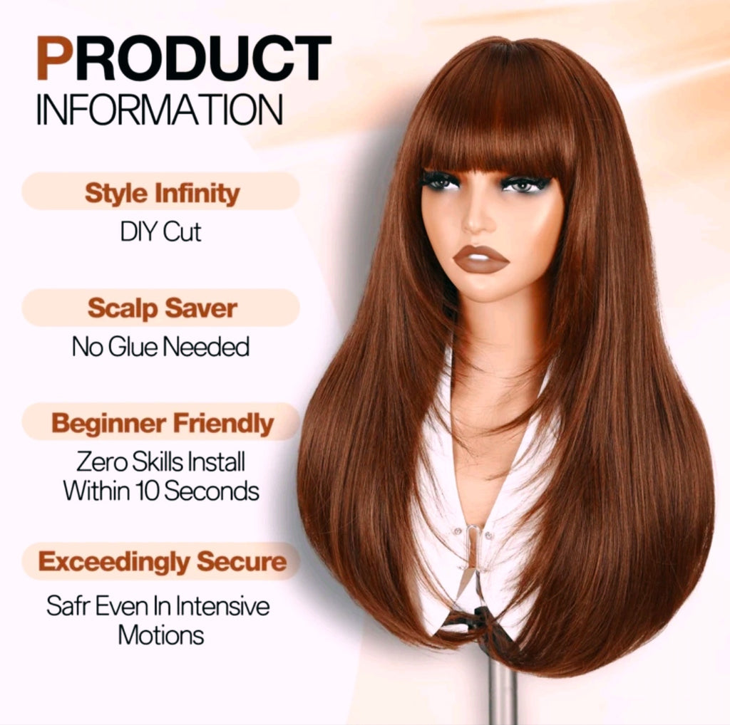 61 cm Long Layered Straight Wig With Bangs