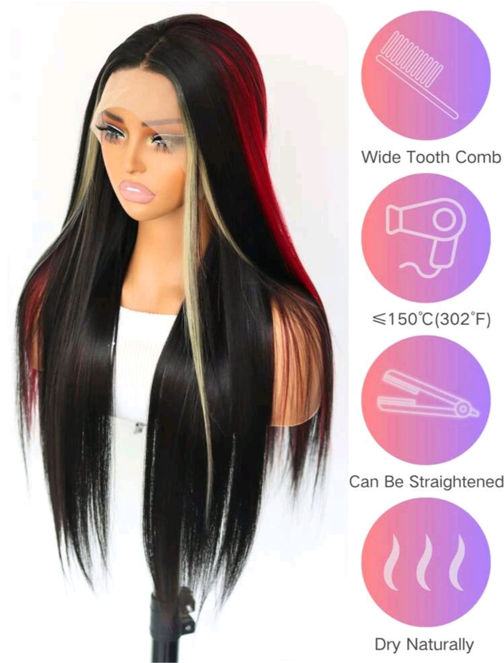 Ombre, Blonde, Red Wig