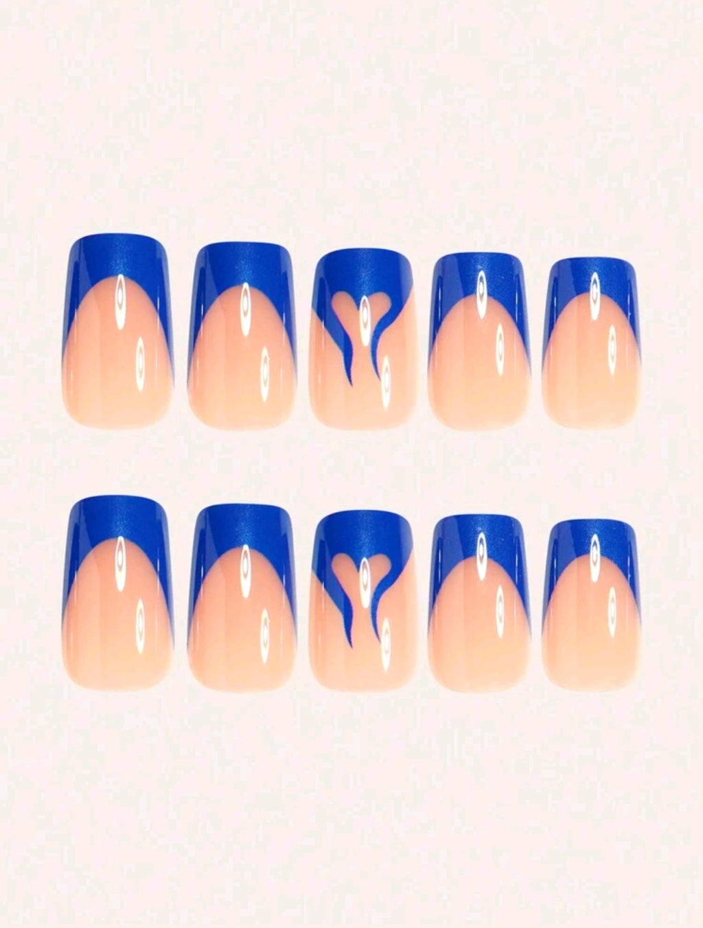 24 French Medium Square Shape Press On Nails