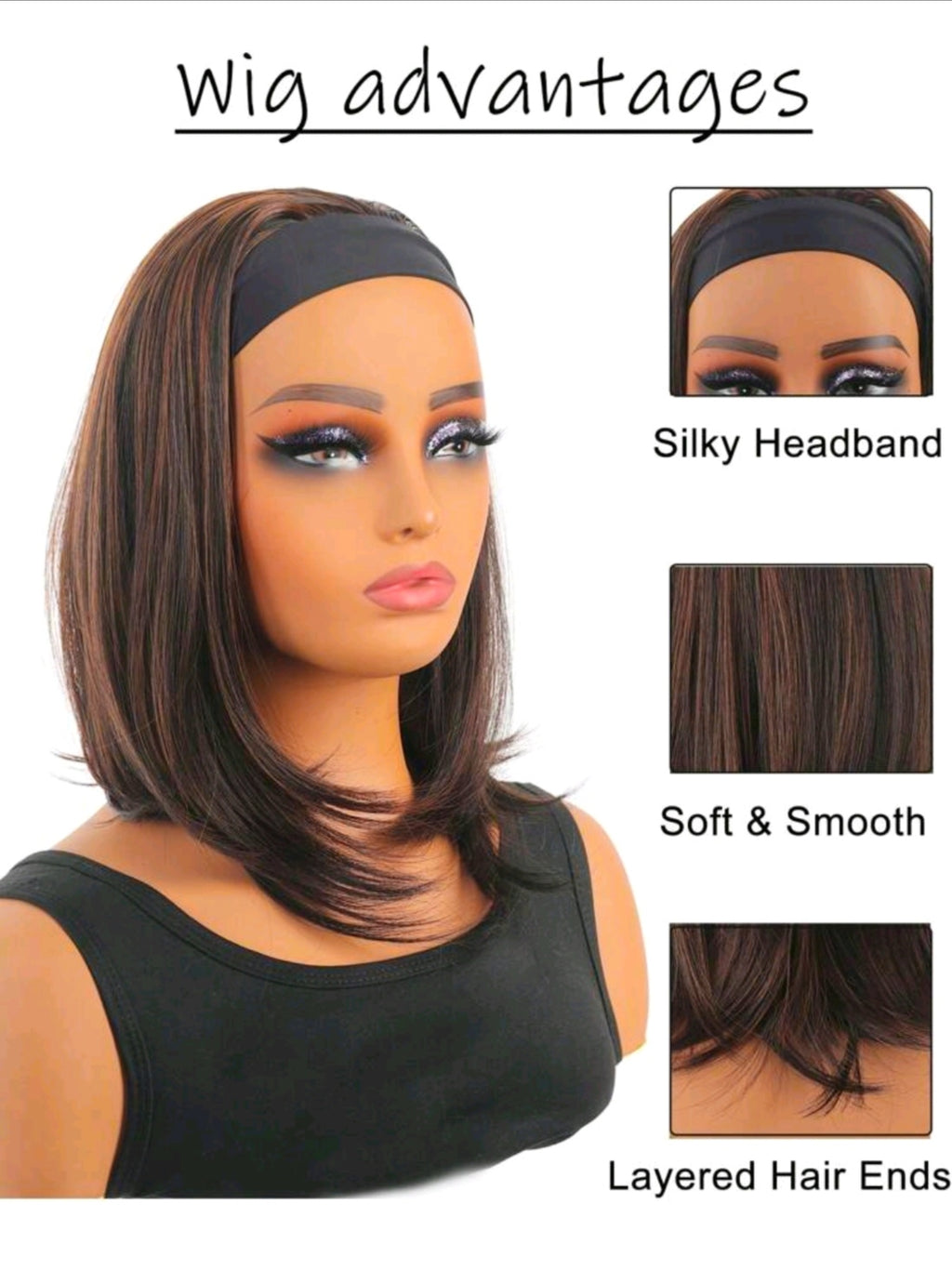 Glue free Easy-Wear Bob Headband Wig