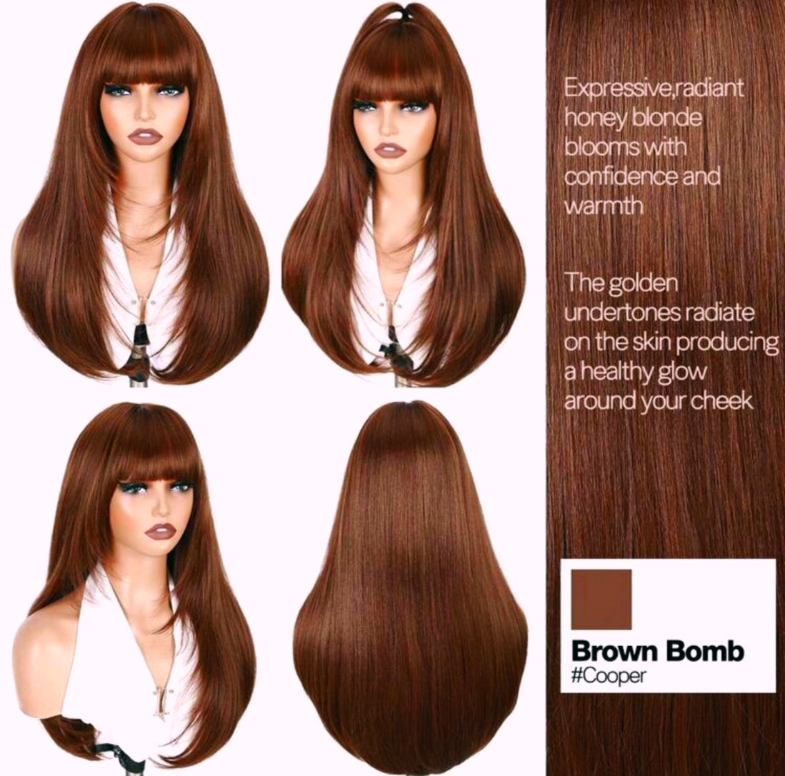 61 cm Long Layered Straight Wig With Bangs