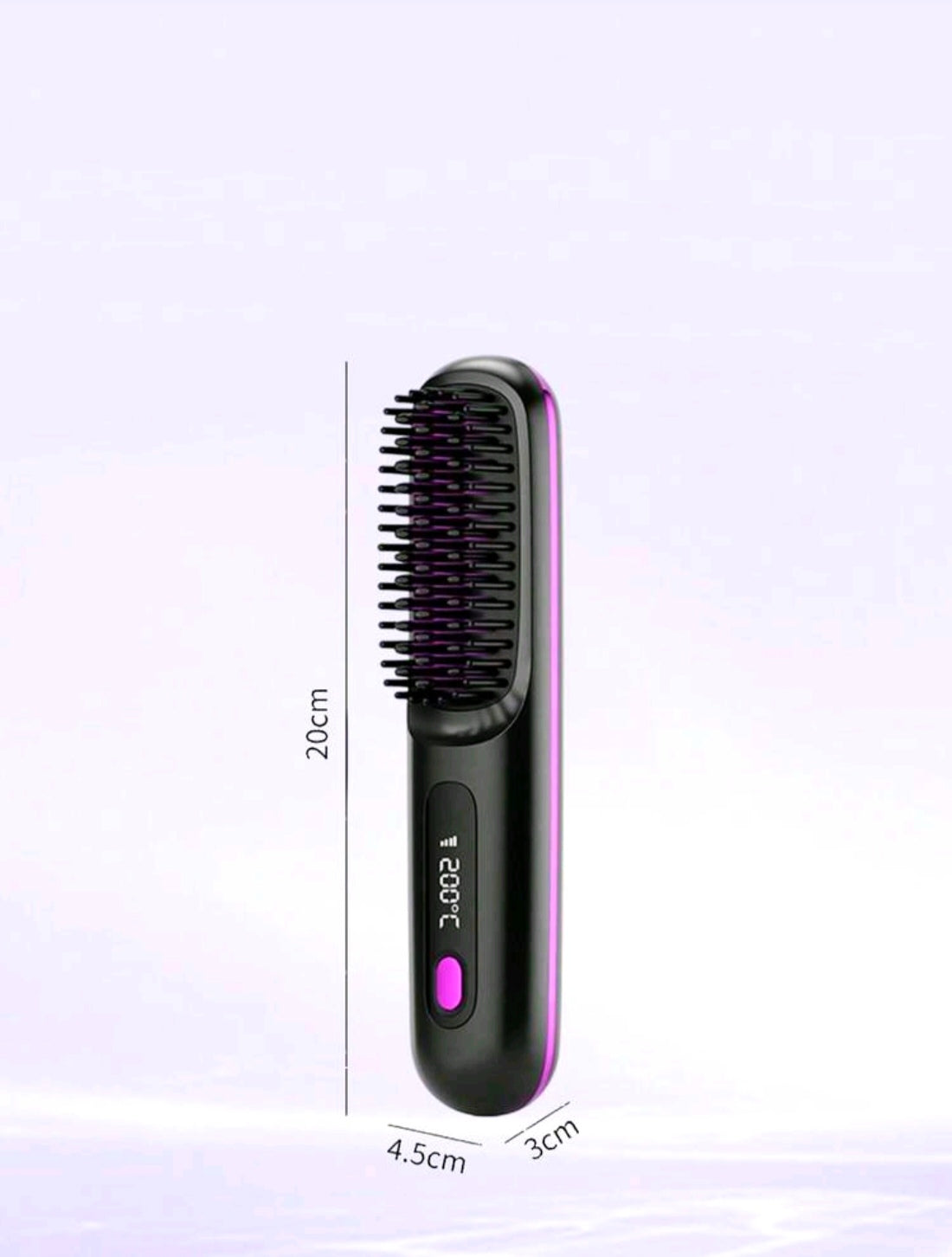 Cordless Hair Straightener Brush With LCD Display Adjustable Temperature
