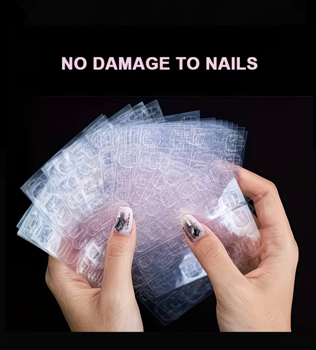 288 pieces (12 Sheets) Wearable Press-On Nail, Double-Sided Jelly Tape